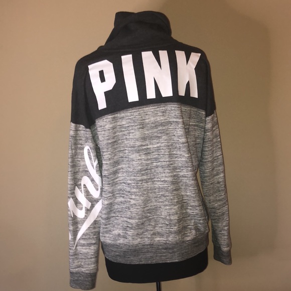 PINK  Gray Cowl Neck Sweatshirt Activewear Athletic Athleisure Loungewear - Picture 5 of 6